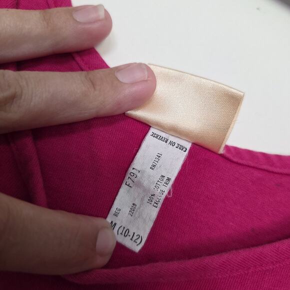 Vtg LL Bean Midi Dress Womens M Pink Stretch Pockets USA Retro Cotton Minimalist - Picture 9 of 10